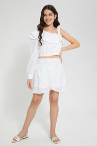 Redtag-White-Chiffly-Assymetrical-Blouse-Blouses-Senior-Girls-9 to 14 Years