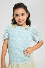 Load image into Gallery viewer, Redtag-Mint-Embellished-Lace-Blouse-Blouses-Girls-2 to 8 Years
