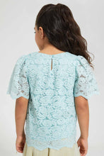 Load image into Gallery viewer, Redtag-Mint-Embellished-Lace-Blouse-Blouses-Girls-2 to 8 Years
