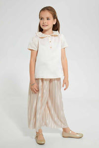 Redtag-Gold-Peter-Pan-Collar-Blouse-Blouses-Girls-2 to 8 Years