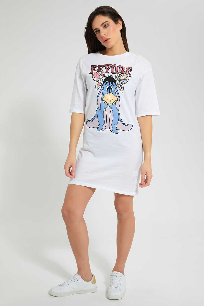 Redtag-Grey-Eeyore-Long-Line-Character-T-Shirt-Embellished-Women's-