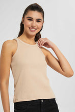 Load image into Gallery viewer, Beige Full-Length Ribbed Vest

