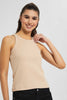 Beige Full-Length Ribbed Vest