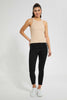 Beige Full-Length Ribbed Vest
