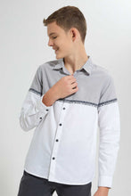 تنزيل الصورة على معرض الصور، Redtag-Grey-Color-Block-Casual-Shirt-Casual-Shirts-Senior-Boys-9 to 14 Years
