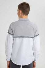 تنزيل الصورة على معرض الصور، Redtag-Grey-Color-Block-Casual-Shirt-Casual-Shirts-Senior-Boys-9 to 14 Years
