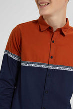 تنزيل الصورة على معرض الصور، Redtag-Orange-Color-Block-Casual-Shirt-Casual-Shirts-Senior-Boys-9 to 14 Years
