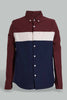 Redtag-Burgundy-Color-Block-Casual-Shirt-Casual-Shirts-Senior-Boys-9 to 14 Years