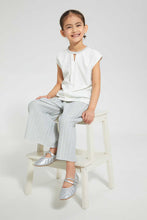 Load image into Gallery viewer, Redtag-White-Embelished-Neck-Blouse-Blouses-Girls-2 to 8 Years
