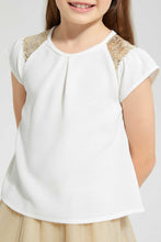 Load image into Gallery viewer, Redtag-Cream-Cut-&amp;-Sew-Sleeve-Blouse-Blouses-Girls-2 to 8 Years
