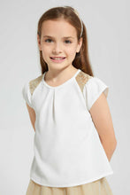 Load image into Gallery viewer, Redtag-Cream-Cut-&amp;-Sew-Sleeve-Blouse-Blouses-Girls-2 to 8 Years
