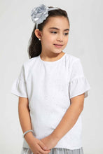 Load image into Gallery viewer, Redtag-White-Embelished-Blouse-Blouses-Girls-2 to 8 Years
