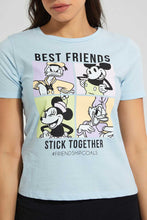 تنزيل الصورة على معرض الصور، Redtag-Blue-Mickey-Mouse-Print-T-Shirt-Character-Women&#39;s-
