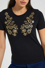 Load image into Gallery viewer, Redtag-Black-Paisley-Print-T-Shirt-Graphic-Prints-Women&#39;s-
