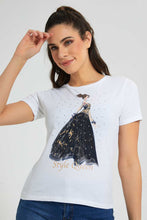 Load image into Gallery viewer, Redtag-White-Queen-Print-T-Shirt-Graphic-Prints-Women&#39;s-
