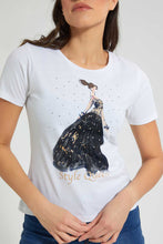 Load image into Gallery viewer, Redtag-White-Queen-Print-T-Shirt-Graphic-Prints-Women&#39;s-
