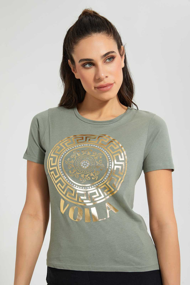 Redtag-Olive-Viola-Print-T-Shirt-Graphic-Prints-Women's-