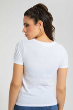 Load image into Gallery viewer, Redtag-White-Couture-Print-T-Shirt-Graphic-Prints-Women&#39;s-
