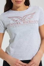 Load image into Gallery viewer, Redtag-Grey-Angel-Print-T-Shirt-Graphic-Prints-Women&#39;s-
