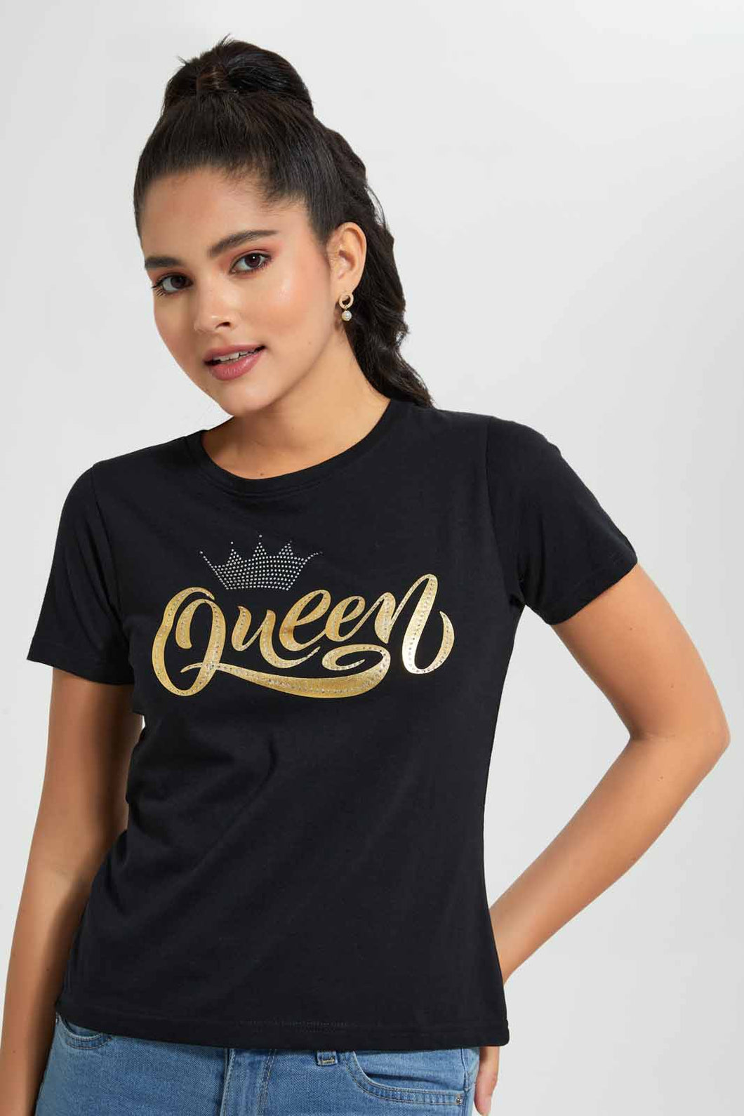 Redtag-Black-Queen-Print-T-Shirt-Graphic-T-Shirts-Women's-