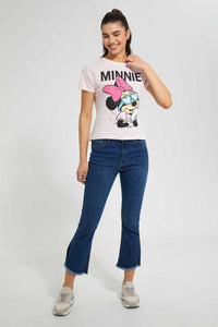 Redtag-Pink-Minnie-Mouse-Print-T-Shirt-Character-Women's-