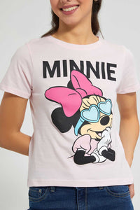 Redtag-Pink-Minnie-Mouse-Print-T-Shirt-Character-Women's-