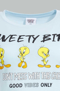 Redtag-Blue-Tweety-Print-T-Shirt-Character-Women's-