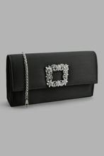 تنزيل الصورة على معرض الصور، Redtag-Black-Satin-Pendant-Embellished-Clutch-Clutches-Women-
