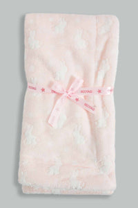 Redtag-Pink-Bunny-Embossed-Sherpa-Blanket-Baby-Blankets-Baby-0 to 12 Months