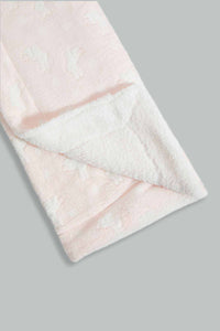 Redtag-Pink-Bunny-Embossed-Sherpa-Blanket-Baby-Blankets-Baby-0 to 12 Months