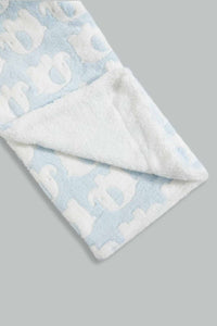 Redtag-Blue-Elephant-Sherpa-Blanket-Baby-Blankets-Baby-0 to 12 Months