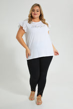 تنزيل الصورة على معرض الصور، Redtag-White-Lace-Sleeve-T-Shirt-With-Placement-Print-Colour:White,-Filter:Plus-Size,-LDP-T-Shirts,-New-In,-New-In-LDP,-Non-Sale,-S22B,-Section:Women-Women&#39;s-
