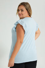تنزيل الصورة على معرض الصور، Redtag-Blue-Lace-Sleeve-T-Shirt-With-Placement-Print-Colour:Blue,-Filter:Plus-Size,-LDP-T-Shirts,-New-In,-New-In-LDP,-Non-Sale,-S22B,-Section:Women-Women&#39;s-
