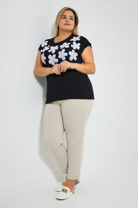 Redtag-Black-With-Placement-Print-Top-Colour:Black,-Filter:Plus-Size,-LDP-T-Shirts,-New-In,-New-In-LDP,-Non-Sale,-S22B,-Section:Women-Women's-