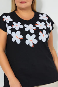 Redtag-Black-With-Placement-Print-Top-Colour:Black,-Filter:Plus-Size,-LDP-T-Shirts,-New-In,-New-In-LDP,-Non-Sale,-S22B,-Section:Women-Women's-