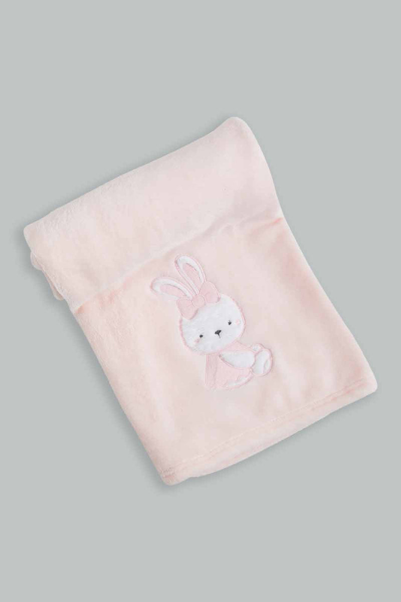 Redtag-Pink-Bunny-Fluffy-Blanket-Baby-Blankets-Baby-0 to 12 Months