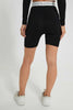 Redtag-Black-Short-With-Printed-Waistband-Loungewear-Women's-
