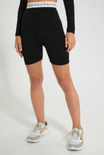 تنزيل الصورة على معرض الصور، Redtag-Black-Short-With-Printed-Waistband-Loungewear-Women's-
