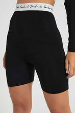 تنزيل الصورة على معرض الصور، Redtag-Black-Short-With-Printed-Waistband-Loungewear-Women's-
