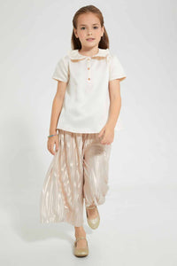 Redtag-Rose-Gold-Pleated-Trouser-Trousers-Girls-2 to 8 Years