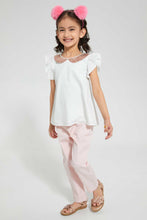 Load image into Gallery viewer, Redtag-White-Sequenced-Peter-Pan-Collar-Blouse-Blouses-Girls-2 to 8 Years
