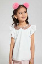 Load image into Gallery viewer, Redtag-White-Sequenced-Peter-Pan-Collar-Blouse-Blouses-Girls-2 to 8 Years
