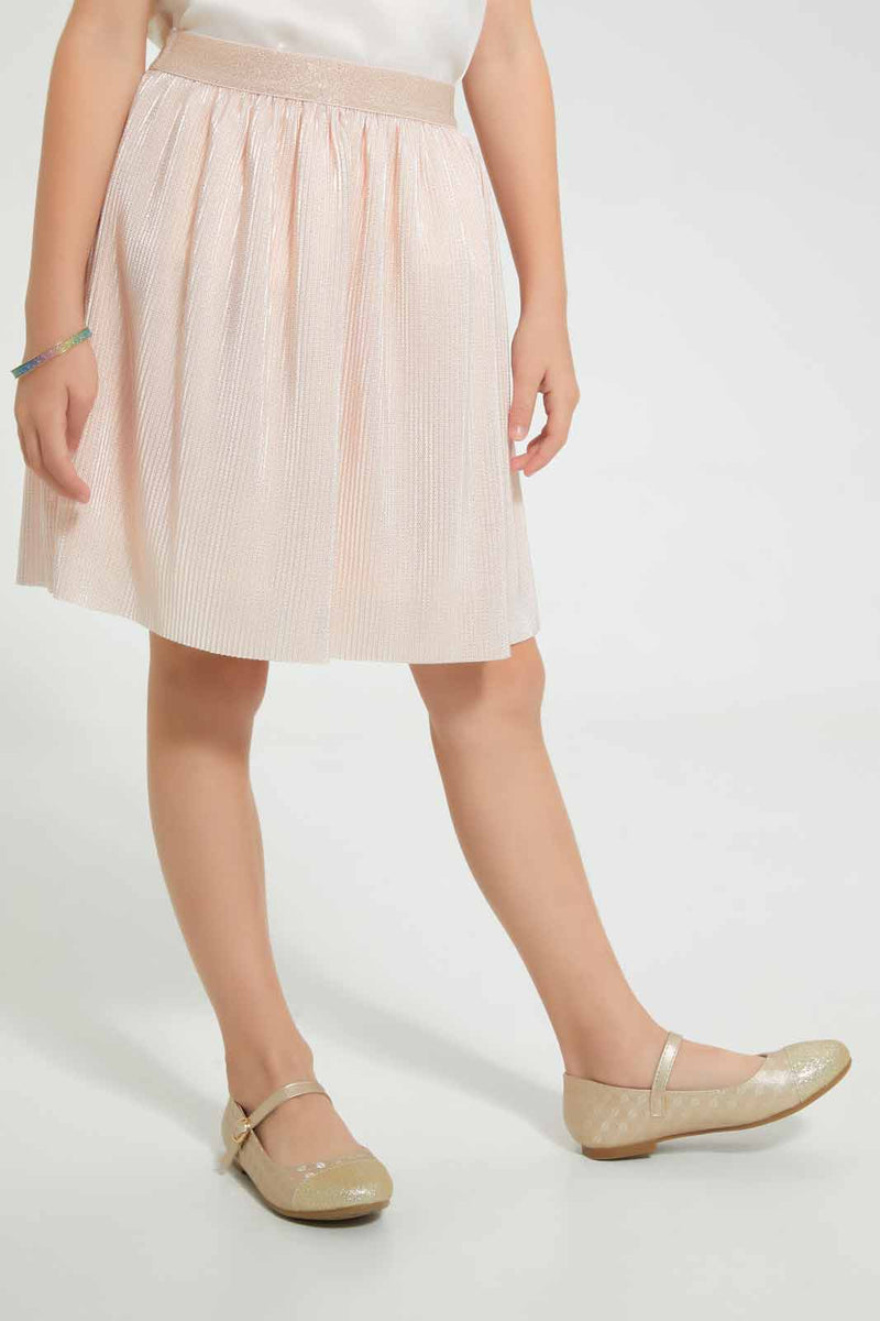 Redtag-Rose-Gold-Lurex-Skirt-Skirts-Girls-2 to 8 Years