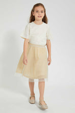 Load image into Gallery viewer, Redtag-Cream-Mesh-Gathers-Skirt-Skirts-Girls-2 to 8 Years
