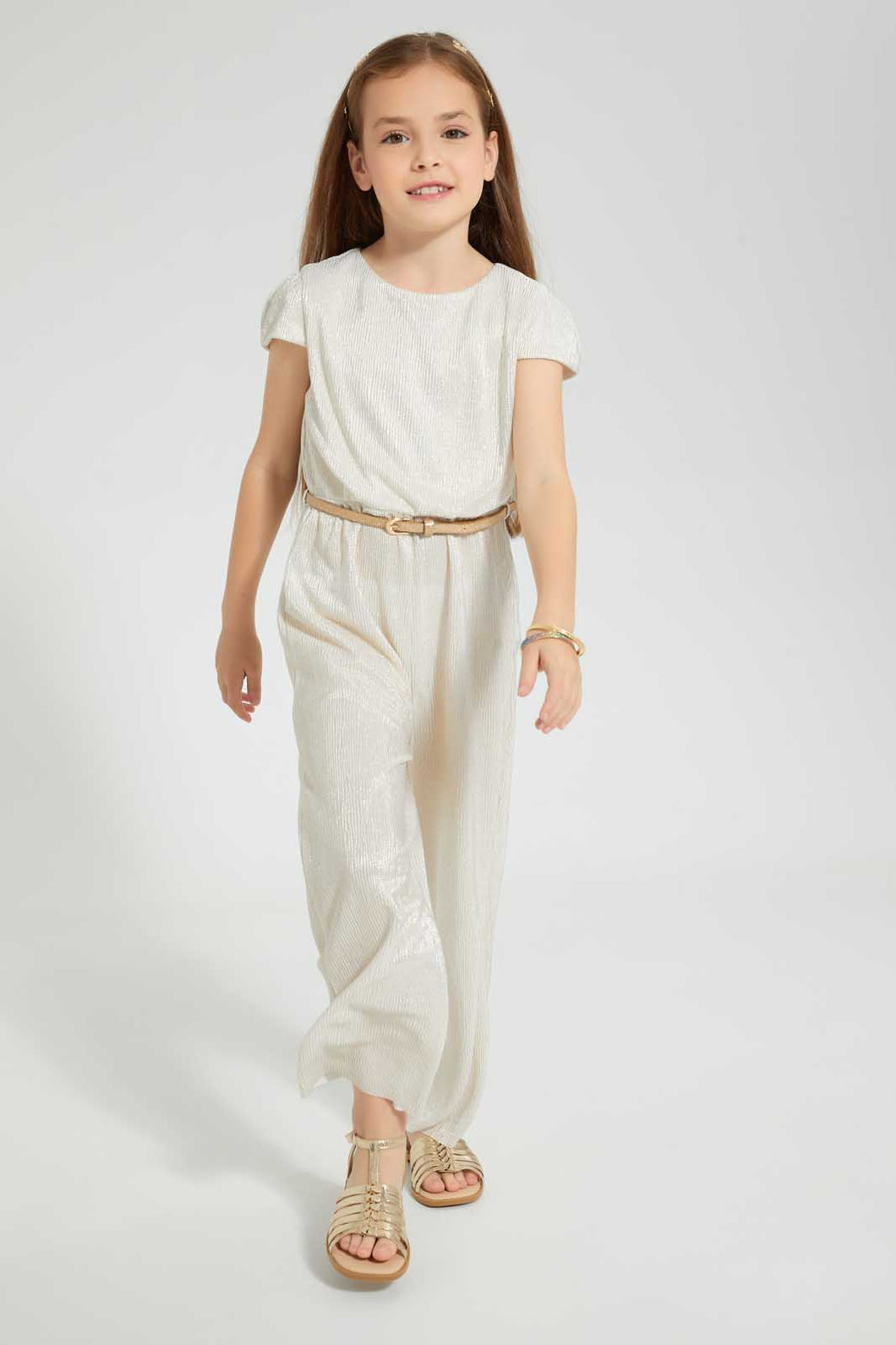 Redtag-Gold-Lurex-Jumpsuit-Jumpsuits-Girls-2 to 8 Years