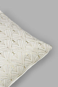 Redtag-Ivory-Leaf-Embriodery-Cushion-0,-Colour:Ivory,-Filter:Home-Bedroom,-HMW-BED-Cushions,-New-In,-New-In-HMW-BED,-Non-Sale,-S22B,-Section:Homewares-Home-Bedroom-