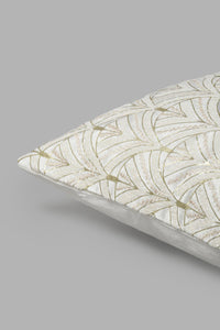 Redtag-Ivory-Leaf-Embriodery-Cushion-0,-Colour:Ivory,-Filter:Home-Bedroom,-HMW-BED-Cushions,-New-In,-New-In-HMW-BED,-Non-Sale,-S22B,-Section:Homewares-Home-Bedroom-