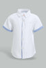 Redtag-White-Dobby-Short-Sleeve-Shirt-With-Contrast-Placket-Casual-Shirts-Infant-Boys-3 to 24 Months