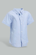 Load image into Gallery viewer, Redtag-Blue-Short-Sleeve-Dobby-Nep-Shirt-Casual-Shirts-Infant-Boys-3 to 24 Months
