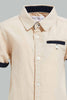 Redtag-White-Dobby-Short-Sleeve-Shirt-With-Brown-Contrast-Pocket-Casual-Shirts-Infant-Boys-3 to 24 Months